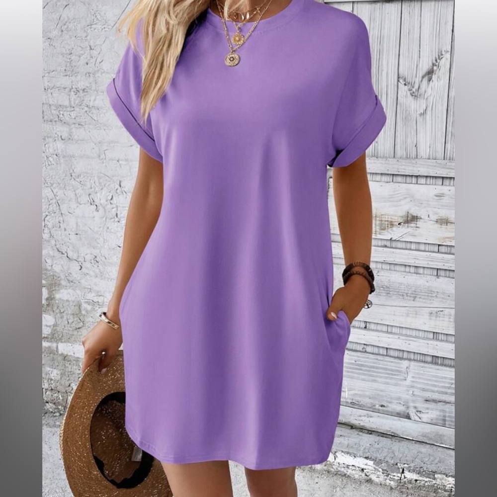 Lilac Purple Pocket Tee Dress